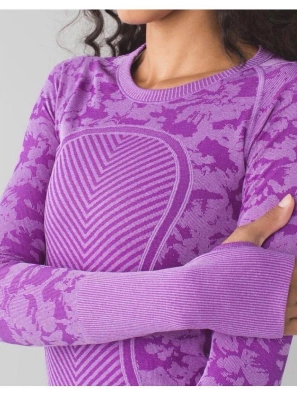 lululemon athletica Purple Patterned Long-Sleeve Tee